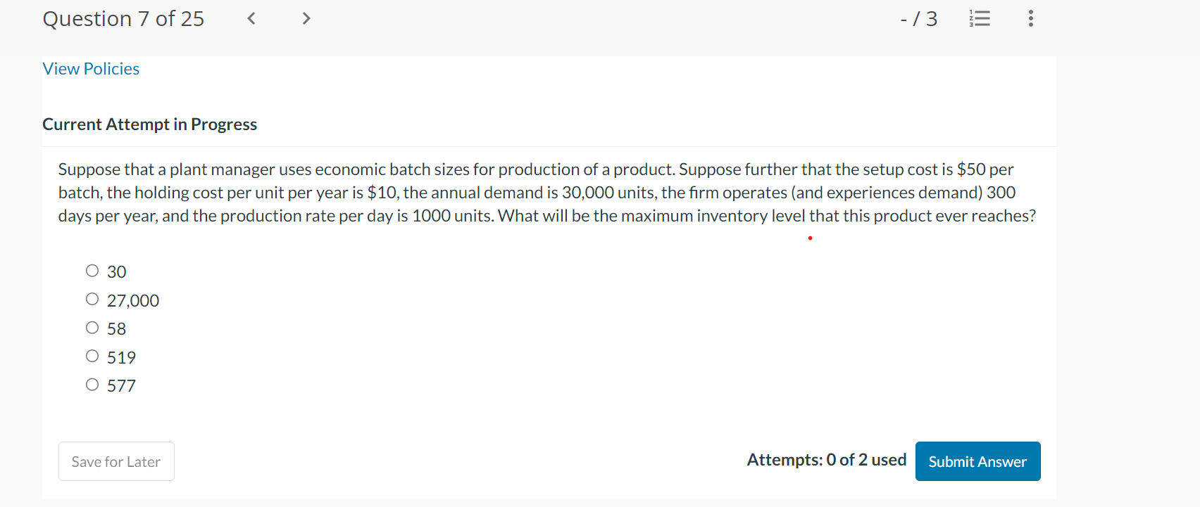 Solved Suppose that a plant manager uses economic batch | Chegg.com