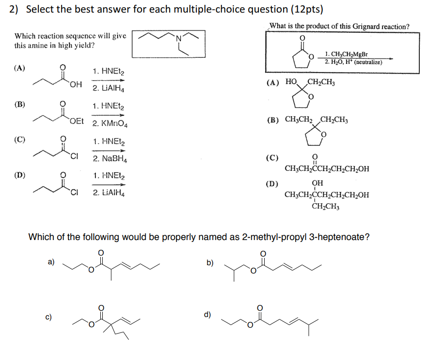 Solved 2) Select the best answer for each multiple-choice | Chegg.com