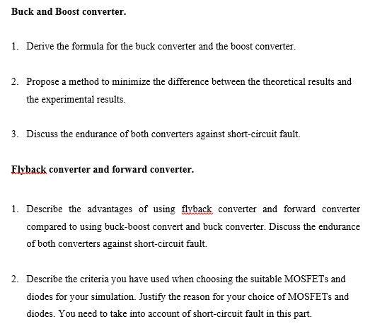 Solved Buck and Boost converter. 1. Derive the formula for