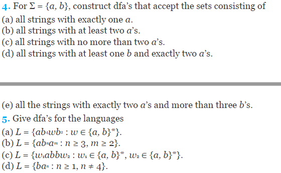 Solved 4. For A, B}, Construct Dfa's That Accept The Sets | Chegg.com