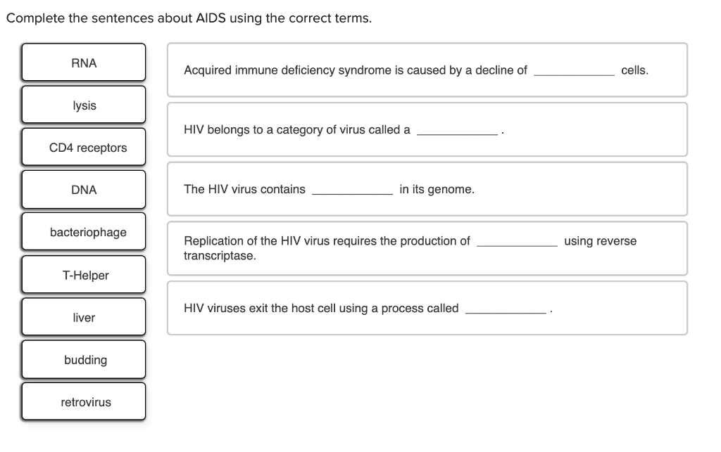 Solved Complete The Sentences About Aids Using The Correct | Chegg.com Solved Complete The Sentences About Aids Using The Correct | Chegg.com