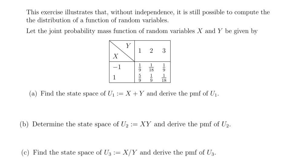 Solved This exercise illustrates that, without independence, | Chegg.com