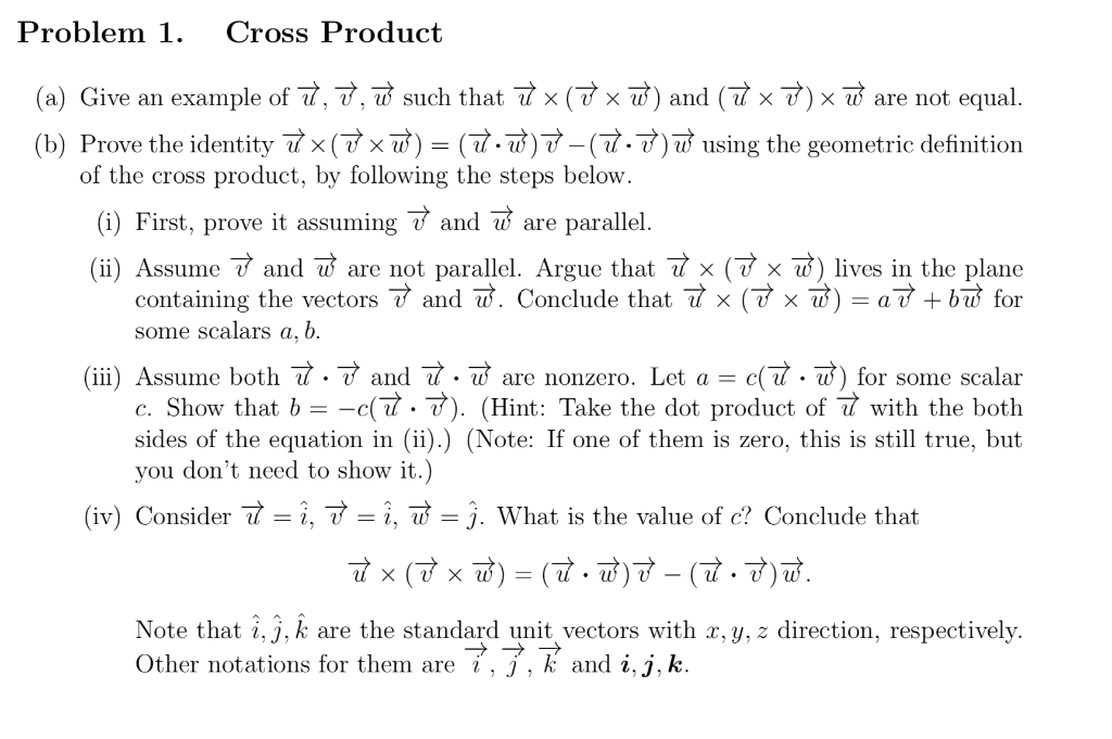 Solved Problem 1 Cross Product A Give An Example Of 7 Chegg Com