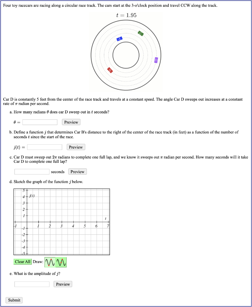 Solved Four toy racecars are racing along a circular race