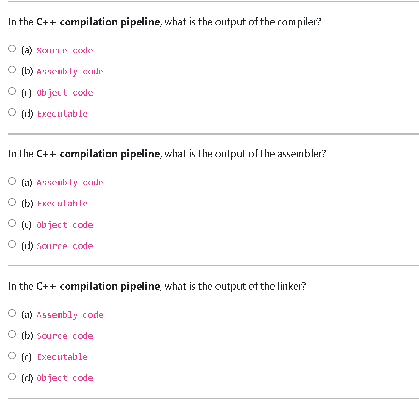 Solved In the C++ compilation pipeline, what is the output | Chegg.com