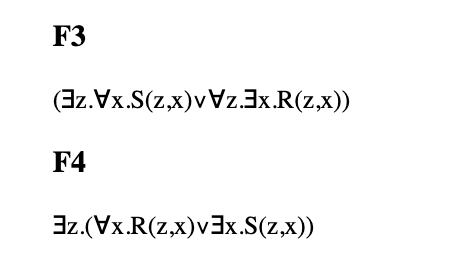 Solved Question 3 (2pt) Given formulae F3 and F4 find: a. A | Chegg.com