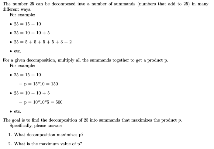 Solved The number 25 ﻿can be decomposed into a number of | Chegg.com