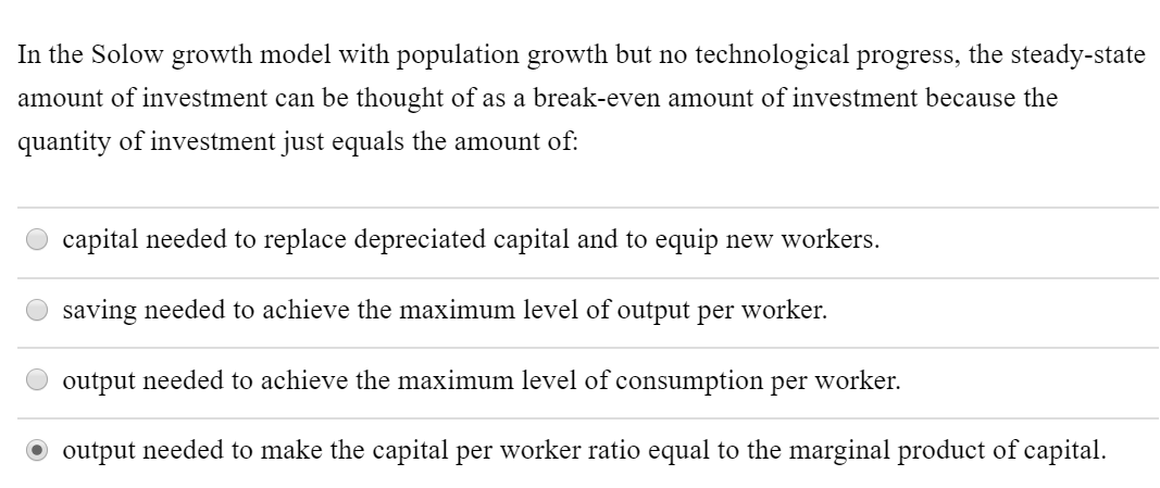 Solved In The Solow Growth Model With Population Growth But | Chegg.com