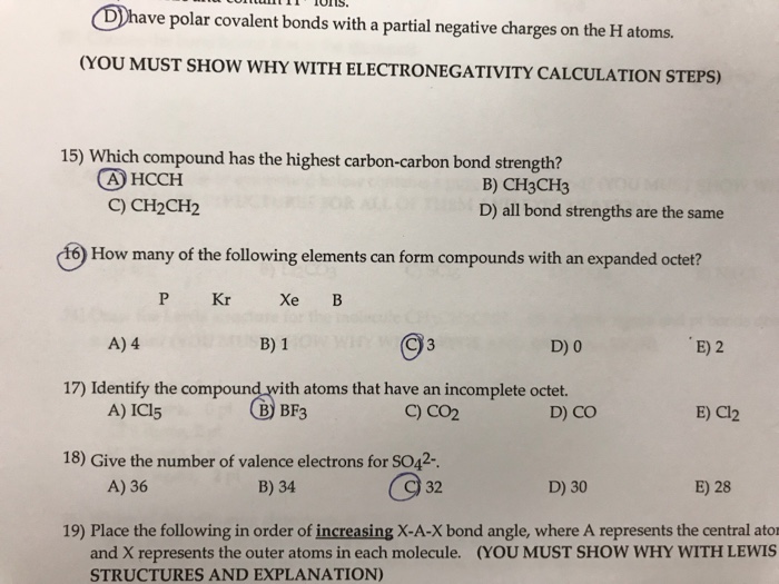 Solved Which compound has the highest carbon-carbon bond | Chegg.com