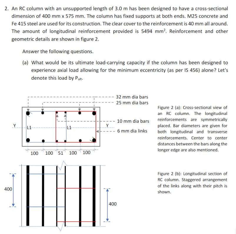 Solved 2. An RC column with an unsupported length of 3.0 m | Chegg.com
