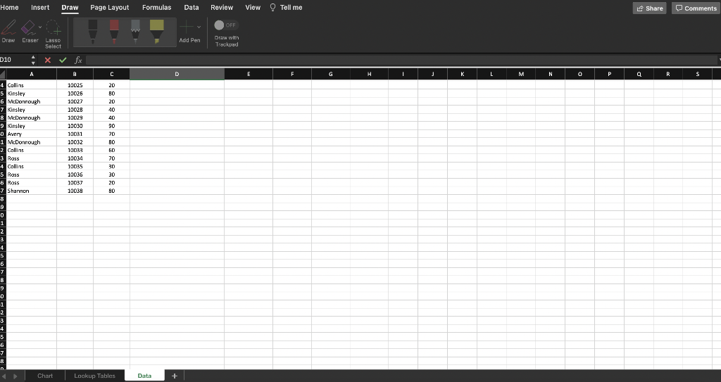 Solved c. Click the Lookup Table worksheet, Assign the range | Chegg.com
