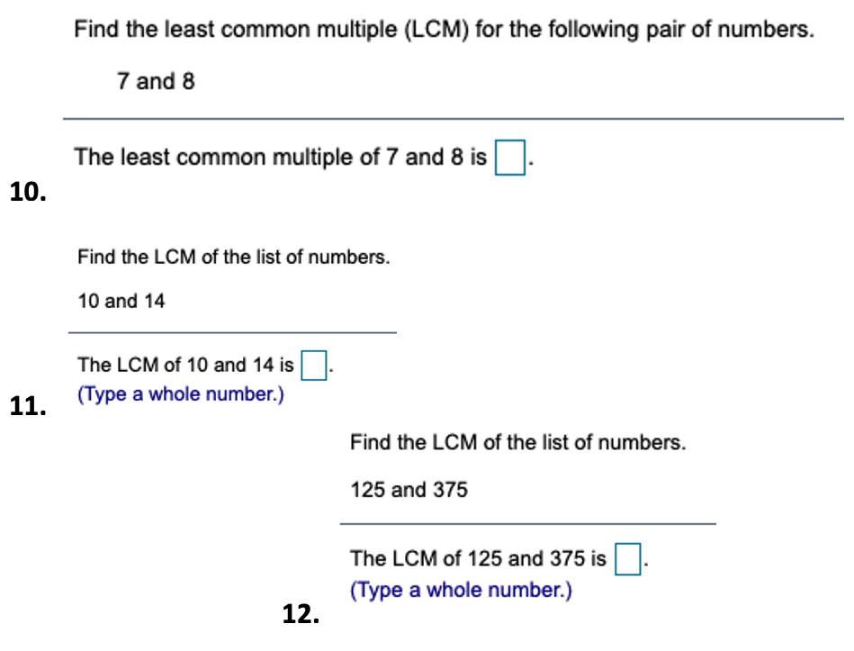 Solved Find The Least Common Multiple (LCM) For The | Chegg.com