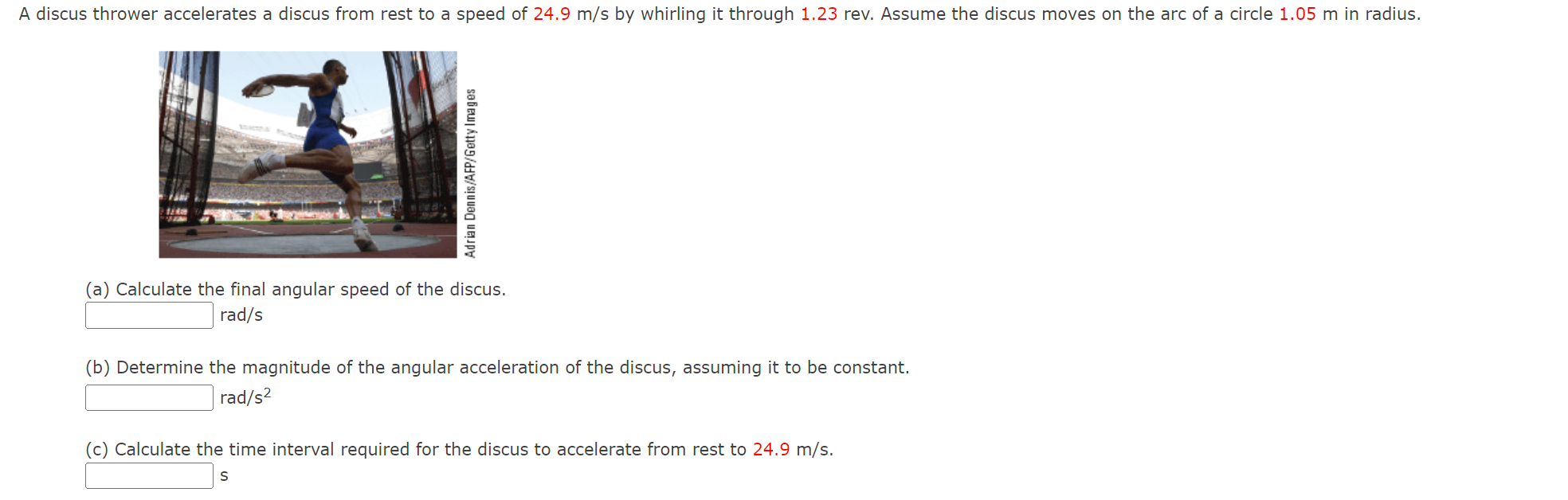 Solved discus thrower accelerates a discus from rest to a | Chegg.com