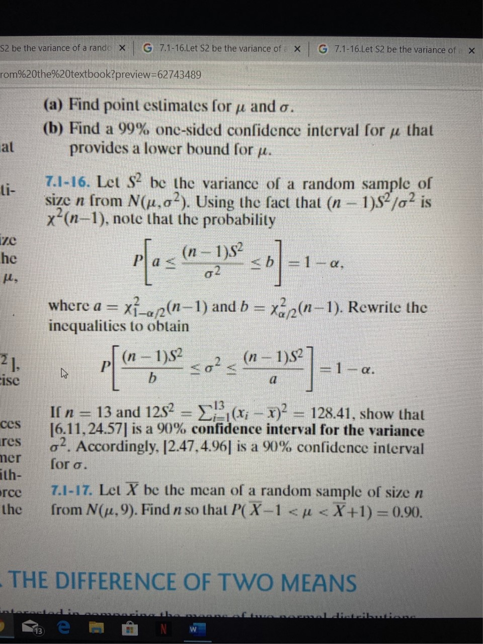 Solved S2 be the variance of a rando X G 7.1-16.Let S2 be | Chegg.com
