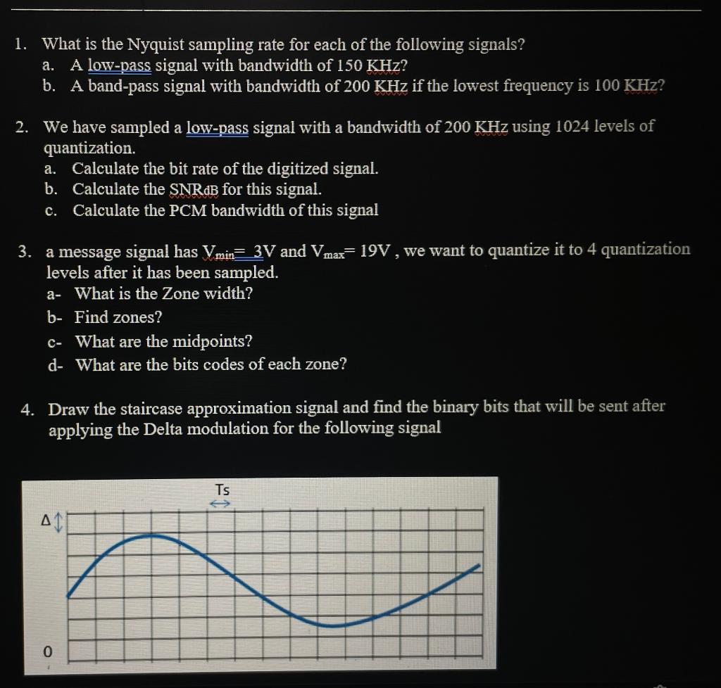 Solved 1 What Is The Nyquist Sampling Rate For Each Of The Chegg