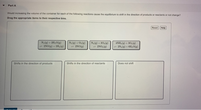 Solved Part A Would increasing the volume of the container | Chegg.com