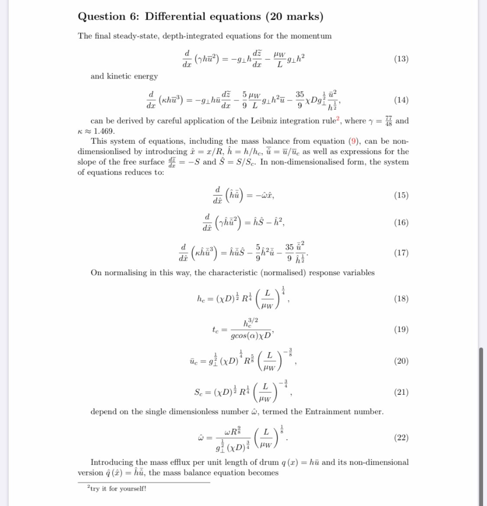 Question 6 Differential Equations Marks The Chegg Com