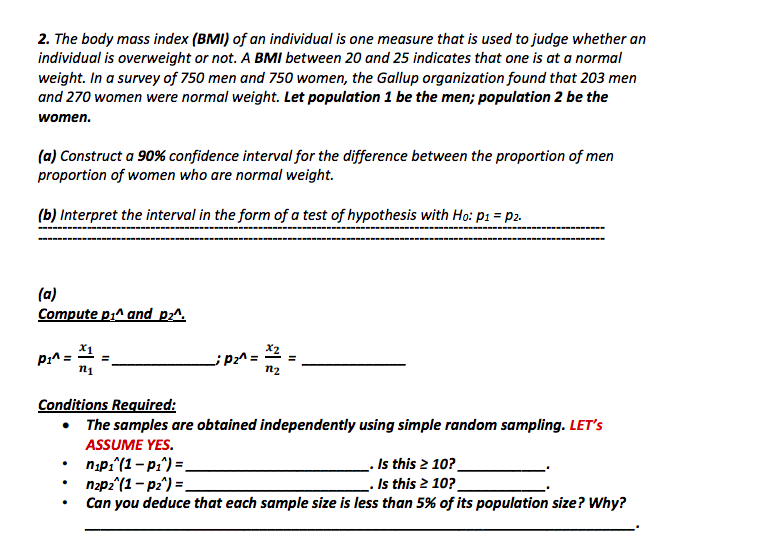 Solved 2. The body mass index (BMI) of an individual is one | Chegg.com