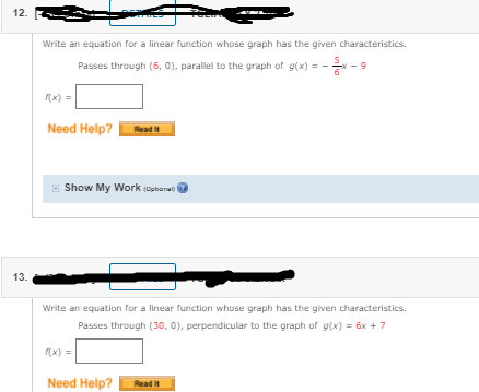 Solved 12. Write an equation for a linear function whose | Chegg.com