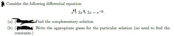 Solved Consider The Following Differential Equation: 7431421 | Chegg.com