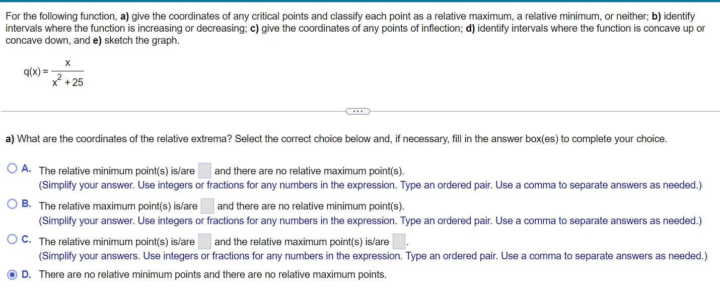 Solved For the following function, a) give the coordinates | Chegg.com