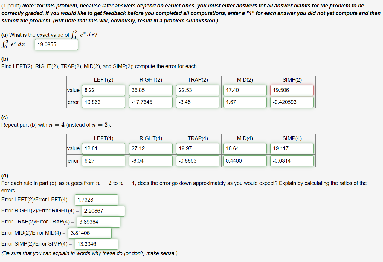 Solved (1 point) Note: for this problem, because later | Chegg.com