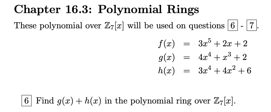 Solved Chapter 16 3 Polynomial Rings These Polynomial Over