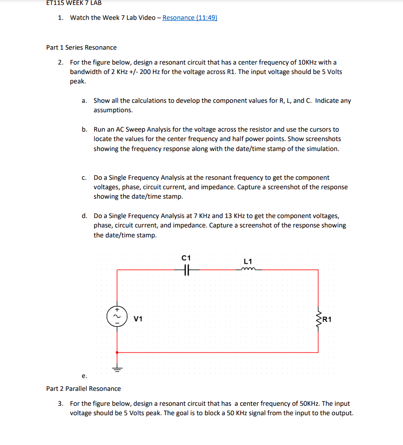 Solved ET115 WEEK 7 LAB 1. Watch the Week 7 Lab Video - | Chegg.com