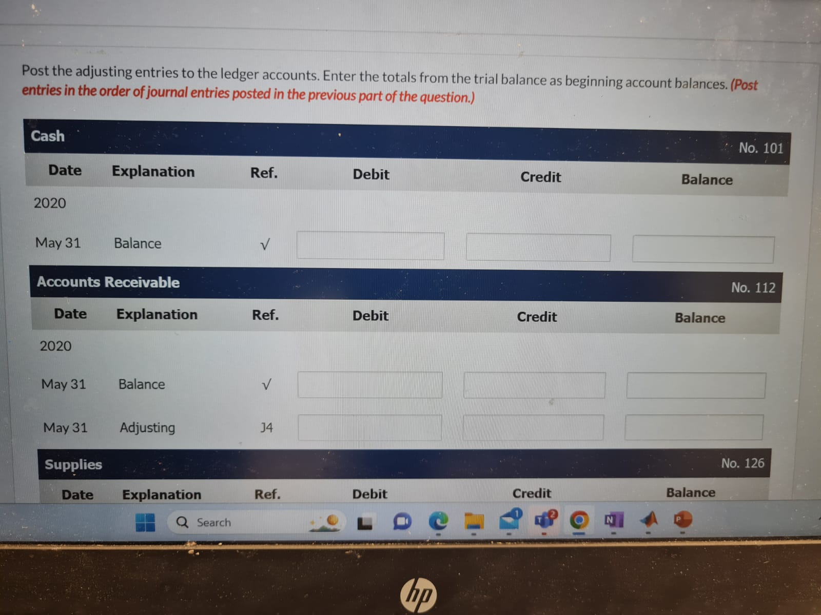 Solved Post the adjusting entries to the ledger accounts. | Chegg.com