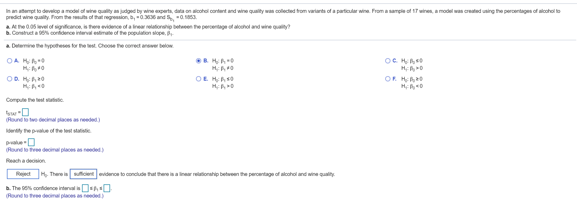 Solved In an attempt to develop a model of wine quality as | Chegg.com