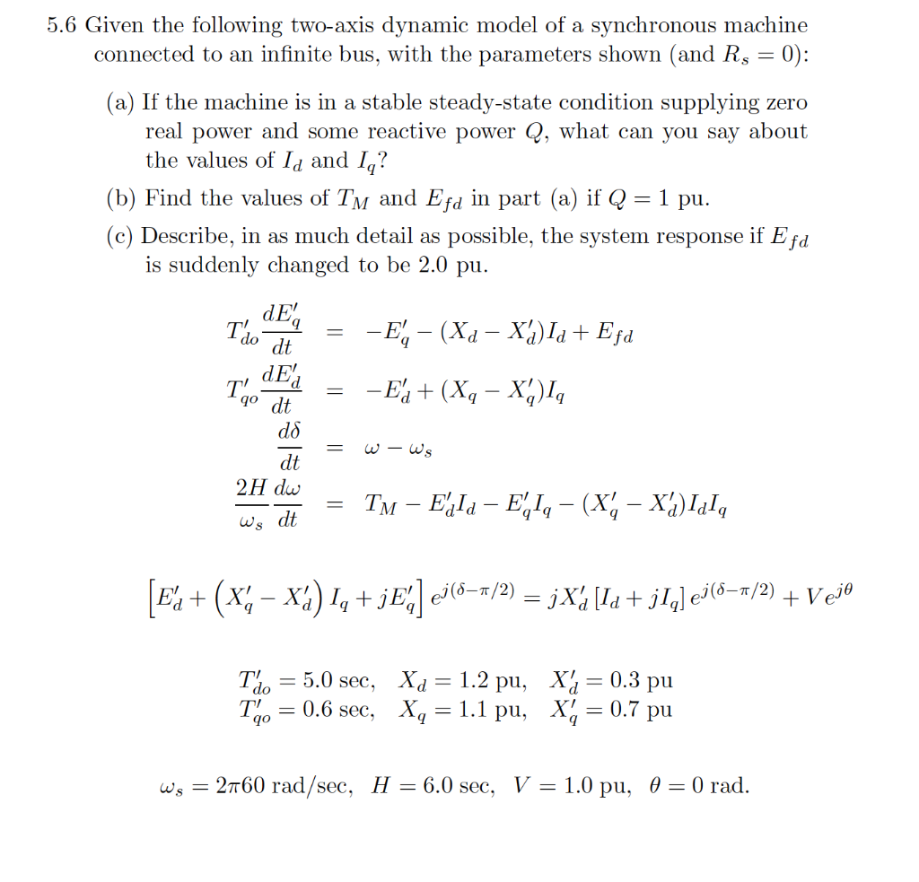 Solved 5.6 Given the following two-axis dynamic model of a | Chegg.com