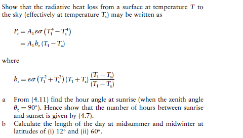 Solved Show that the radiative heat loss from a surface at | Chegg.com
