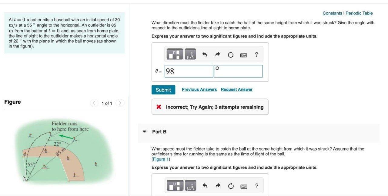 Solved Constants Periodic Table At t=0 a batter hits a | Chegg.com
