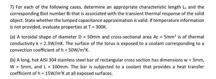 Solved 7) For Each Of The Following Cases, Determine An | Chegg.com