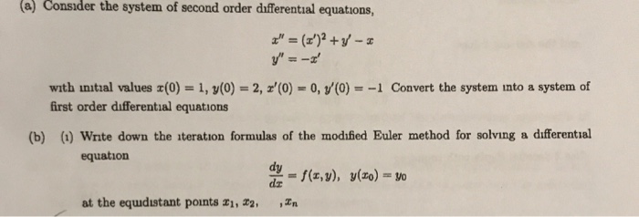 Solved (a) Consider the system of second order differential | Chegg.com