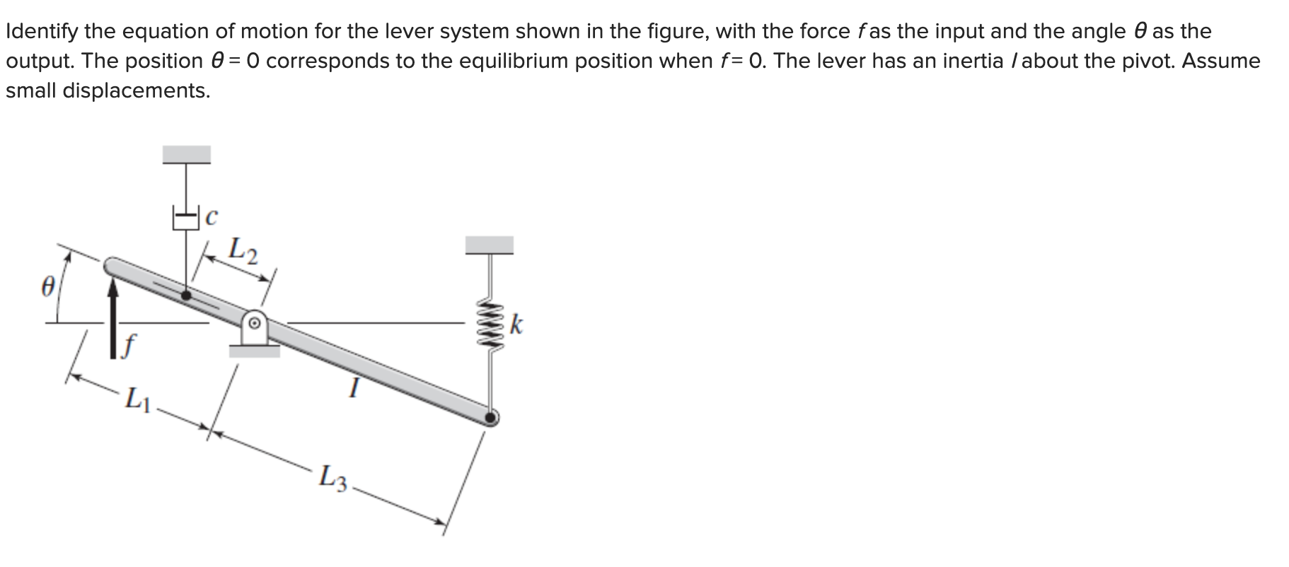 Identify the equation of motion for the lever system