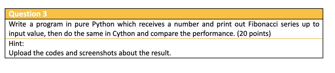 Solved Question 3 Write a program in pure Python which | Chegg.com