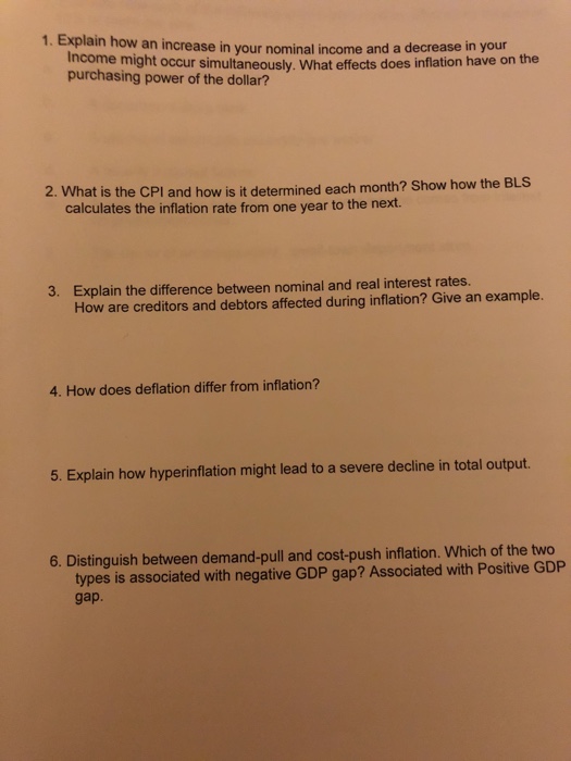 Solved 1. Explain how an increase in vour nominal income and | Chegg.com