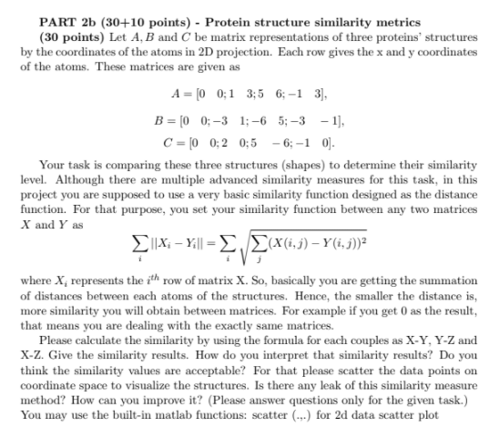 Solved PART 2b (30+10 points) - Protein structure similarity | Chegg.com