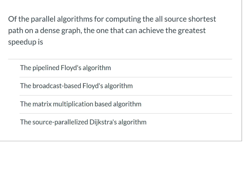 Solved Of the parallel algorithms for computing the all | Chegg.com