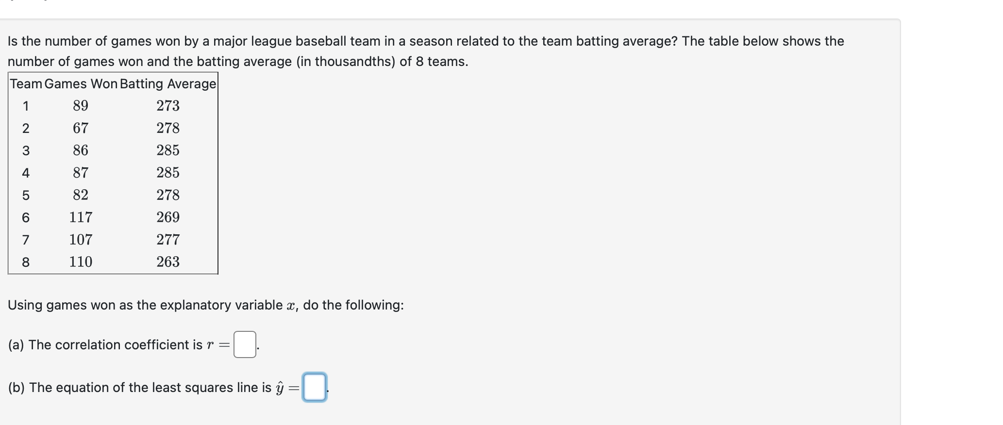 Solved Is the number of games won by a major league baseball | Chegg.com