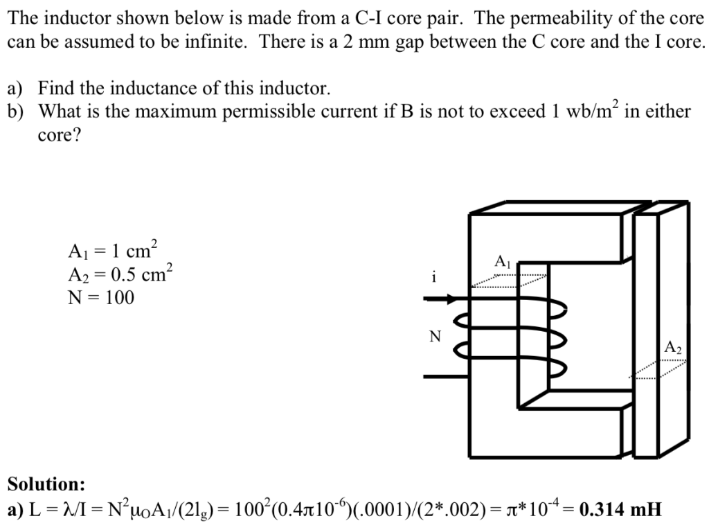 Solved The inductor shown below is made from a CI core