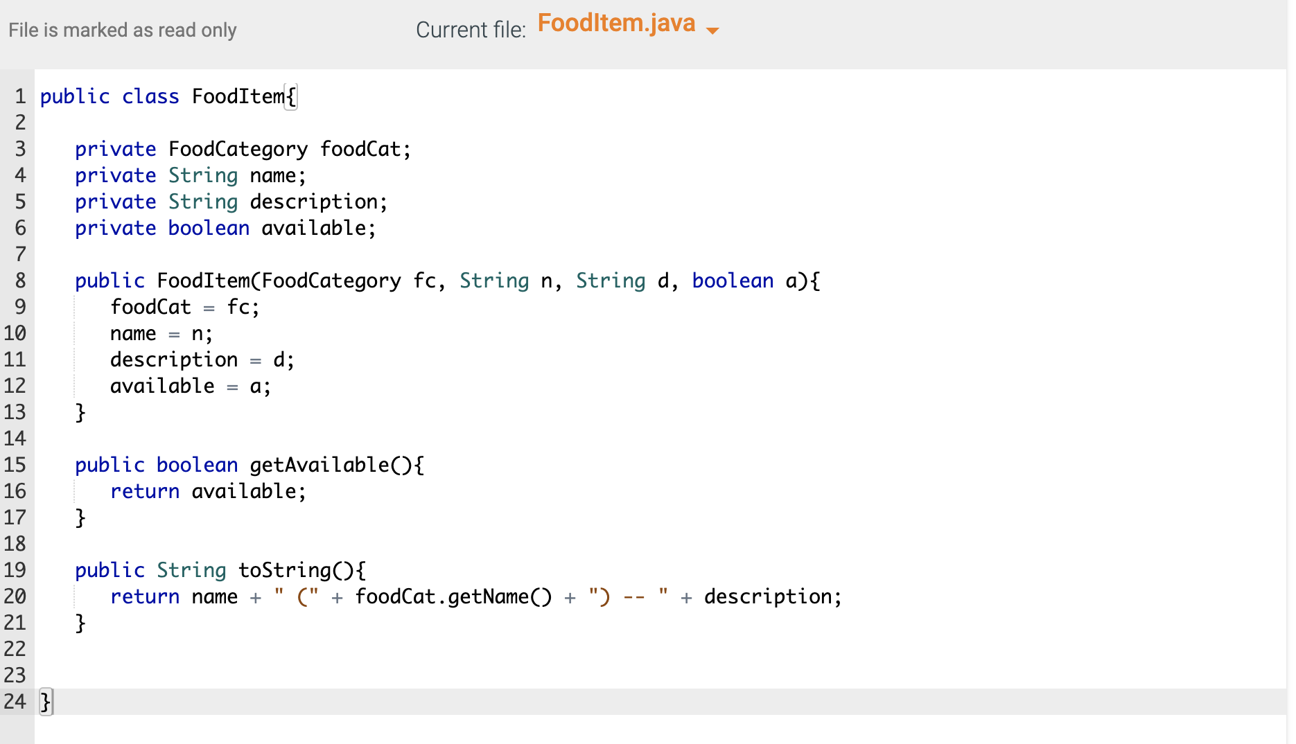 Solved Given a text file containing information about food | Chegg.com