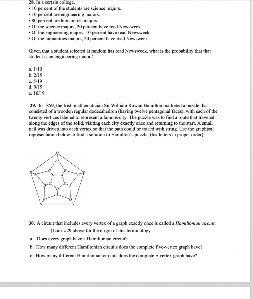 Solved 28. In a certain college, . 10 percent of the | Chegg.com