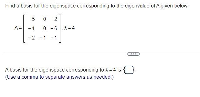 Solved Find A Basis For The Eigenspace Corresponding To The