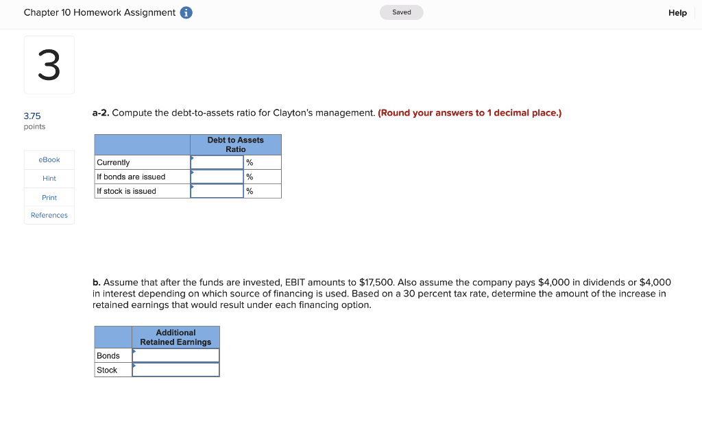 Solved Chapter 10 Homework Assignment A Saved Help Save & | Chegg.com