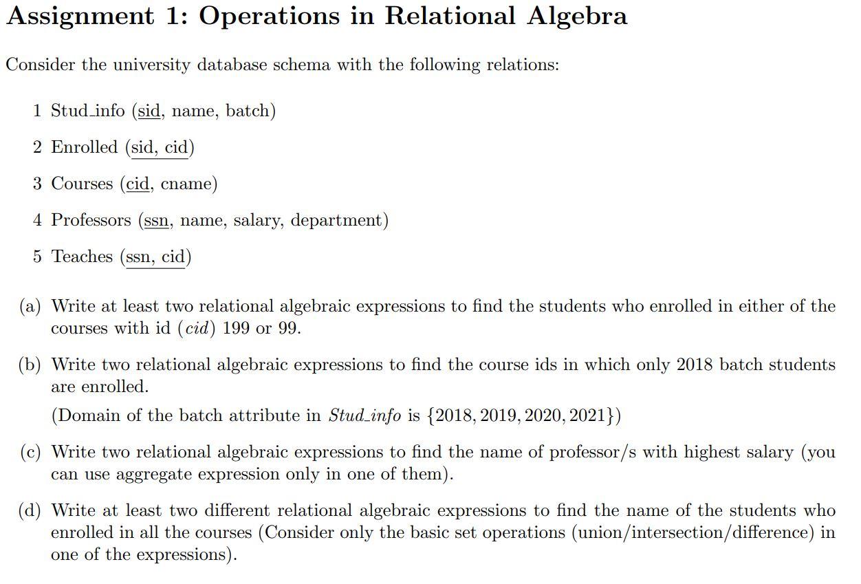 assignment operation in relational algebra