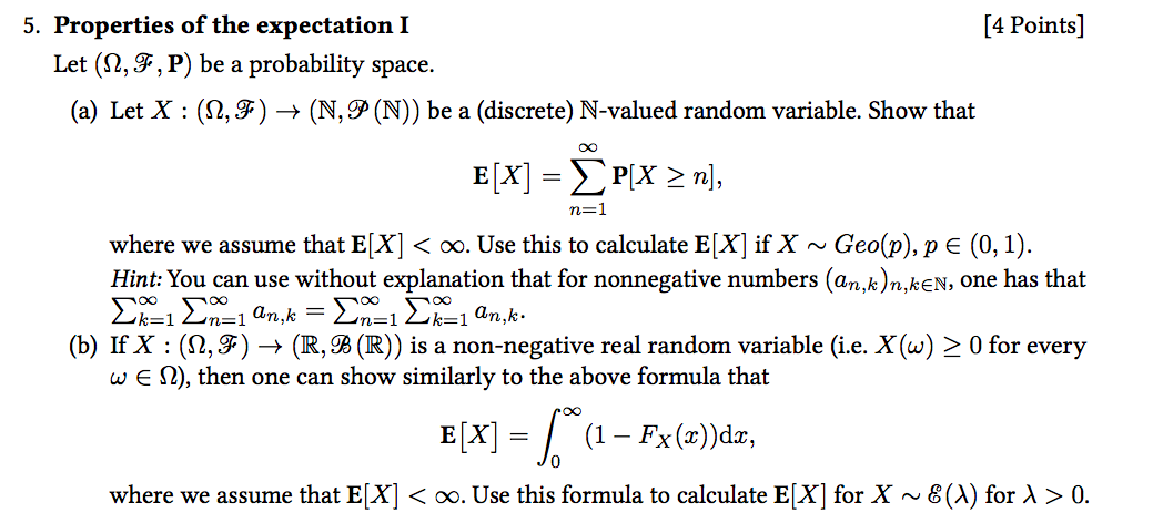 Solved 5 Properties Of The Expectation I 4 Points Let Chegg Com