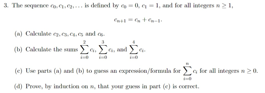 Solved 3. The sequence co, C1, C2, ... is defined by co = 0, | Chegg.com