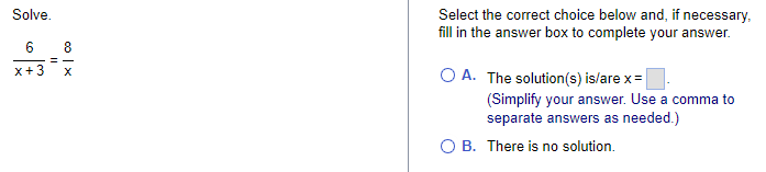 Solved Solve. Select the correct choice below and, if | Chegg.com